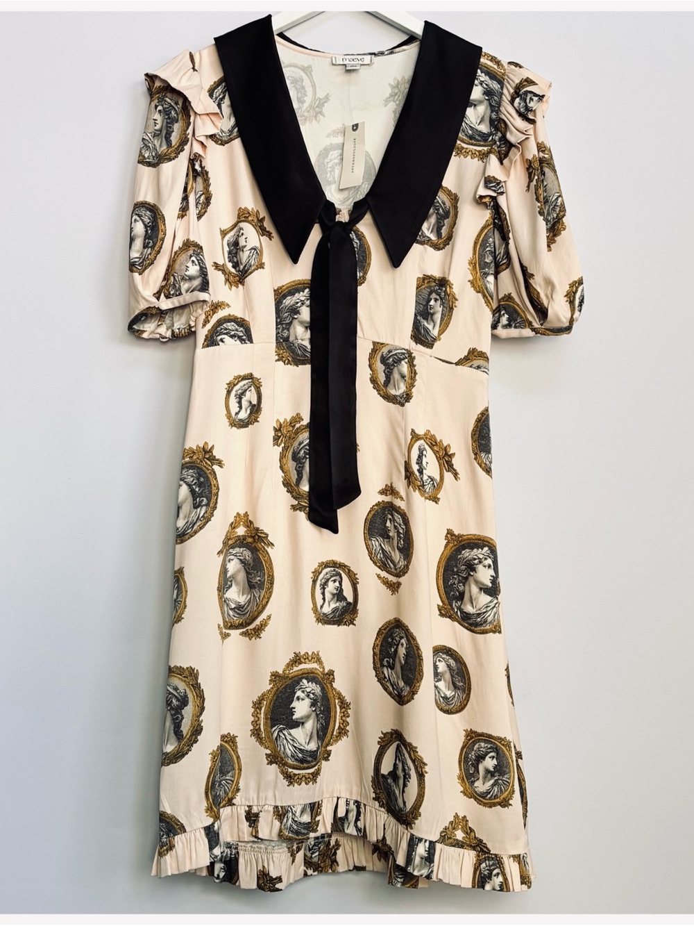 NWT Anthro Maeve Satin Portrait Front-Tie Mini Dress baroque-inspired look, S - Picture 9 of 13